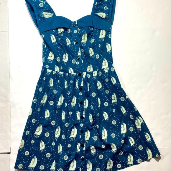 Sourpuss Dresses & Skirts - Sourpuss Cotton Rockabilly Vintage Inspired Pirates & Compasses Swing Dress S